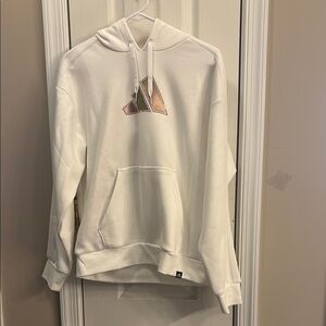 NWOT Adidas White Hoodie with Logo size XS.